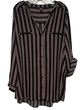 Simply Emma Striped Button-Down Blouse